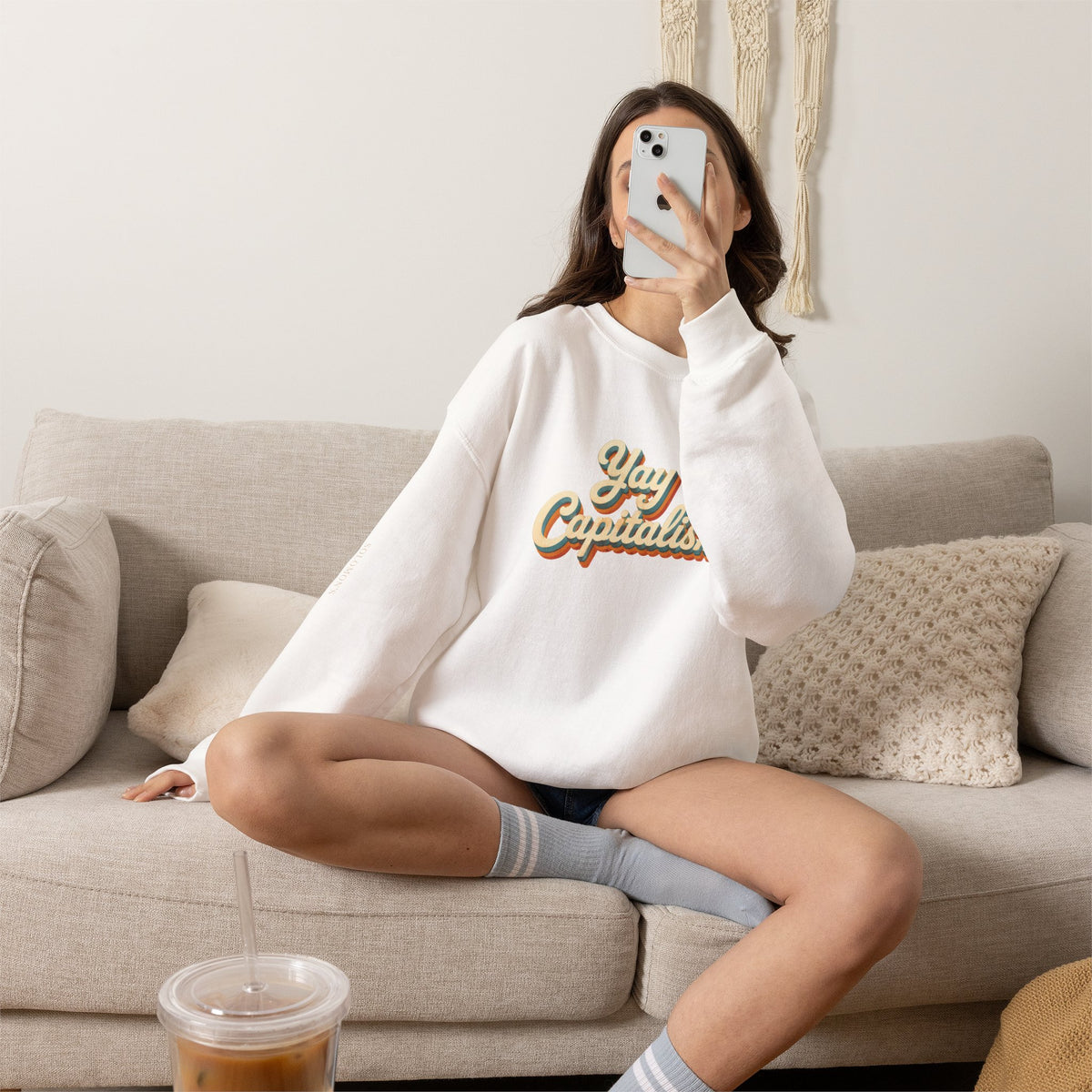 Yay Capitalism Retro - Crewneck Sweatshirt - Unisex