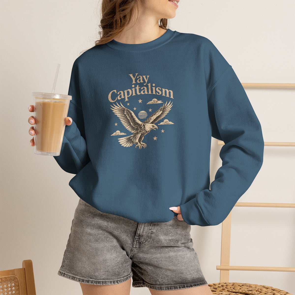 Yay Capitalism Eagle - Crewneck Sweatshirt - Unisex