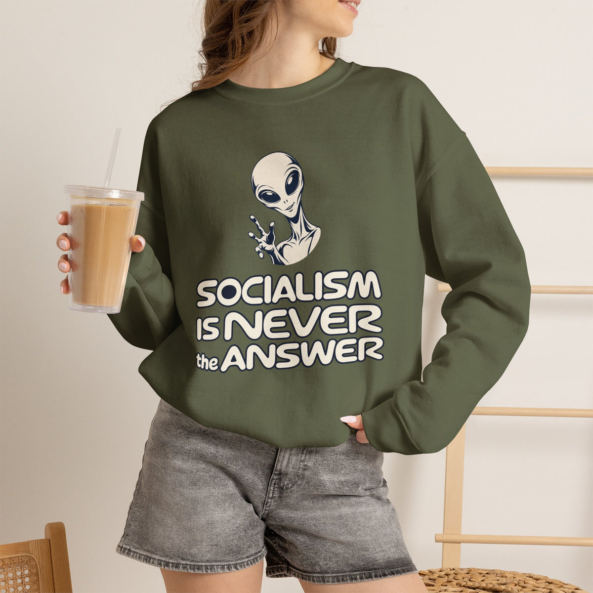 Friendly Alien - Crewneck Sweatshirt - Unisex