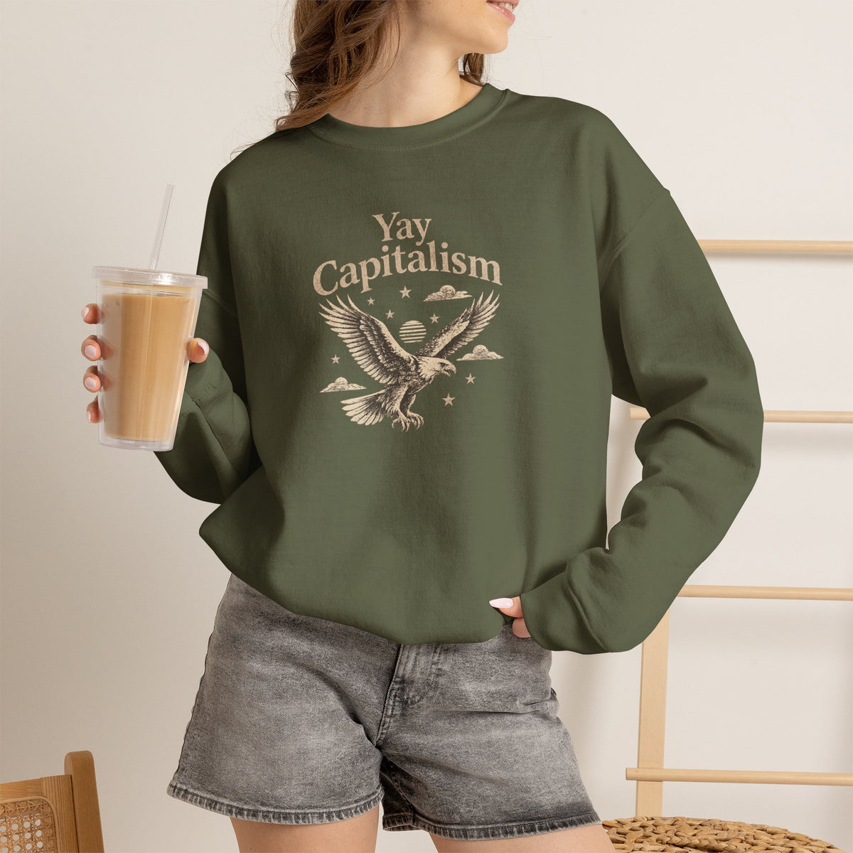 Yay Capitalism Eagle - Crewneck Sweatshirt - Unisex