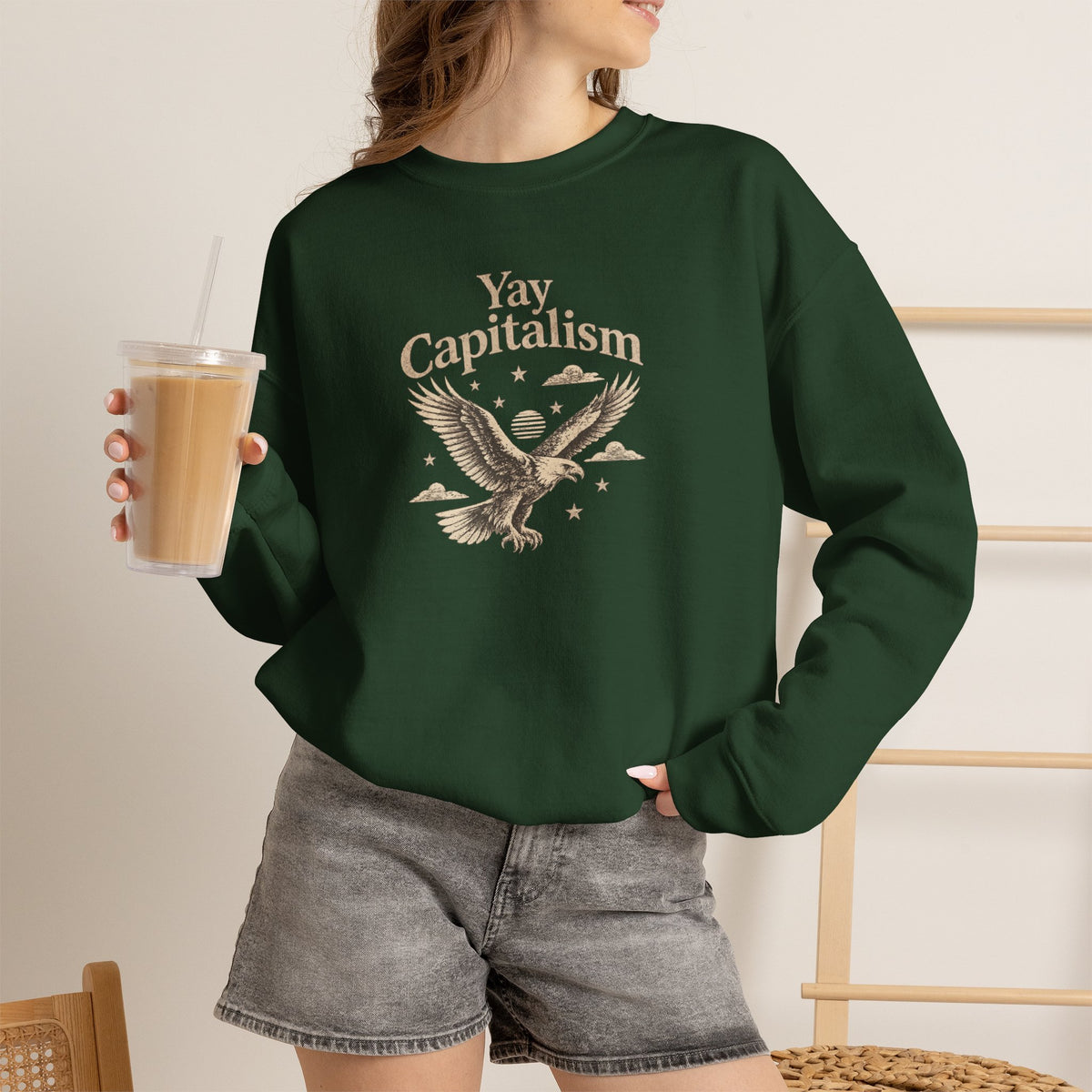 Yay Capitalism Eagle - Crewneck Sweatshirt - Unisex