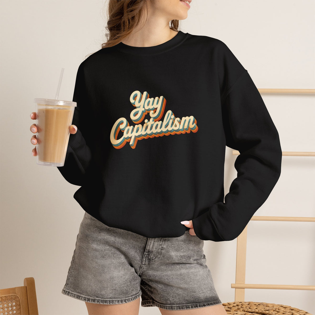 Yay Capitalism Retro - Crewneck Sweatshirt - Unisex